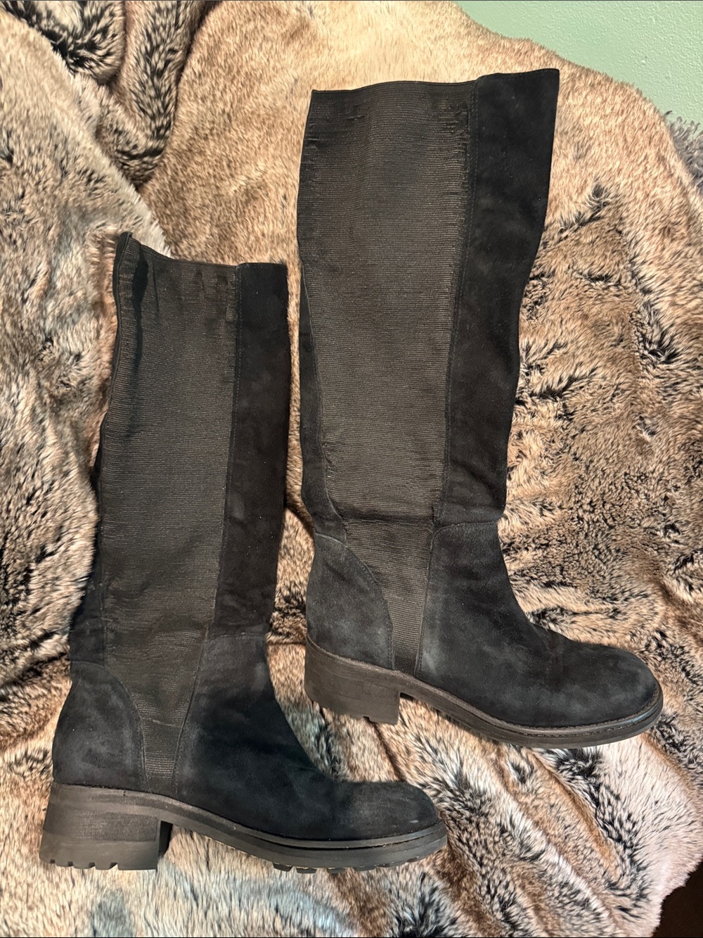 Black Knee-High Suede Riding Boots - Lisa for Donald J Pliner
